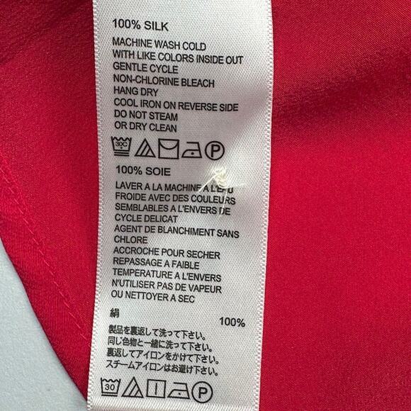 Tommy Bahama Top Women Large Pink June Silk Cargo Pocket Button Front Resort - Picture 7 of 11